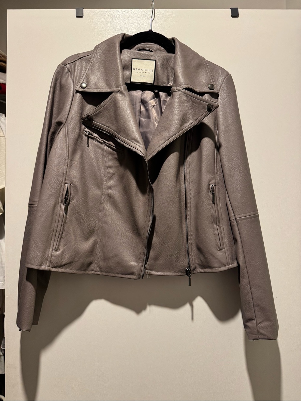 bagatelle Leather Moto Jacket - Mushroom Taupe